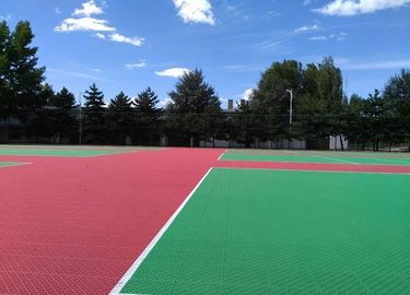 Non Float Non Arch Outdoor Basketball Flooring , Green Modular Basketball Flooring