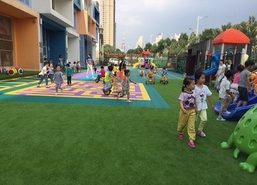 Lush Artificial Grass Fixed On Surface , With Elastic Cushions Children Play Mat